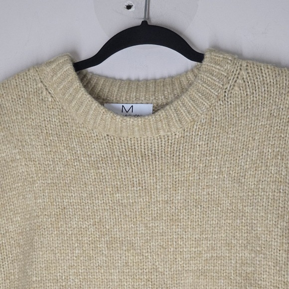 Magaschoni Beige Chunky Knit Crewneck Sweater Women's M Soft Cozy Textured - Picture 3 of 5